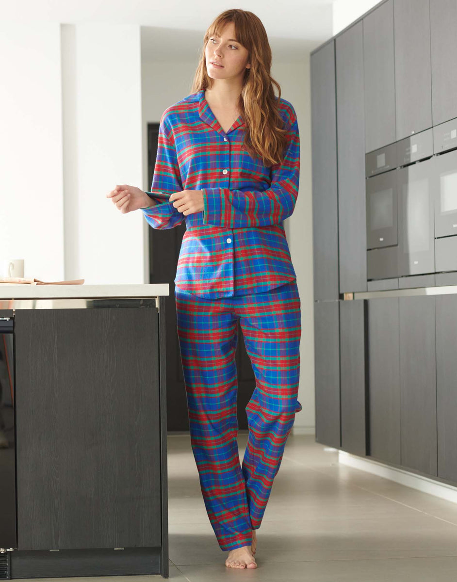 Women's Brushed Cotton Pyjama Set – Electric Cobalt – British Boxers