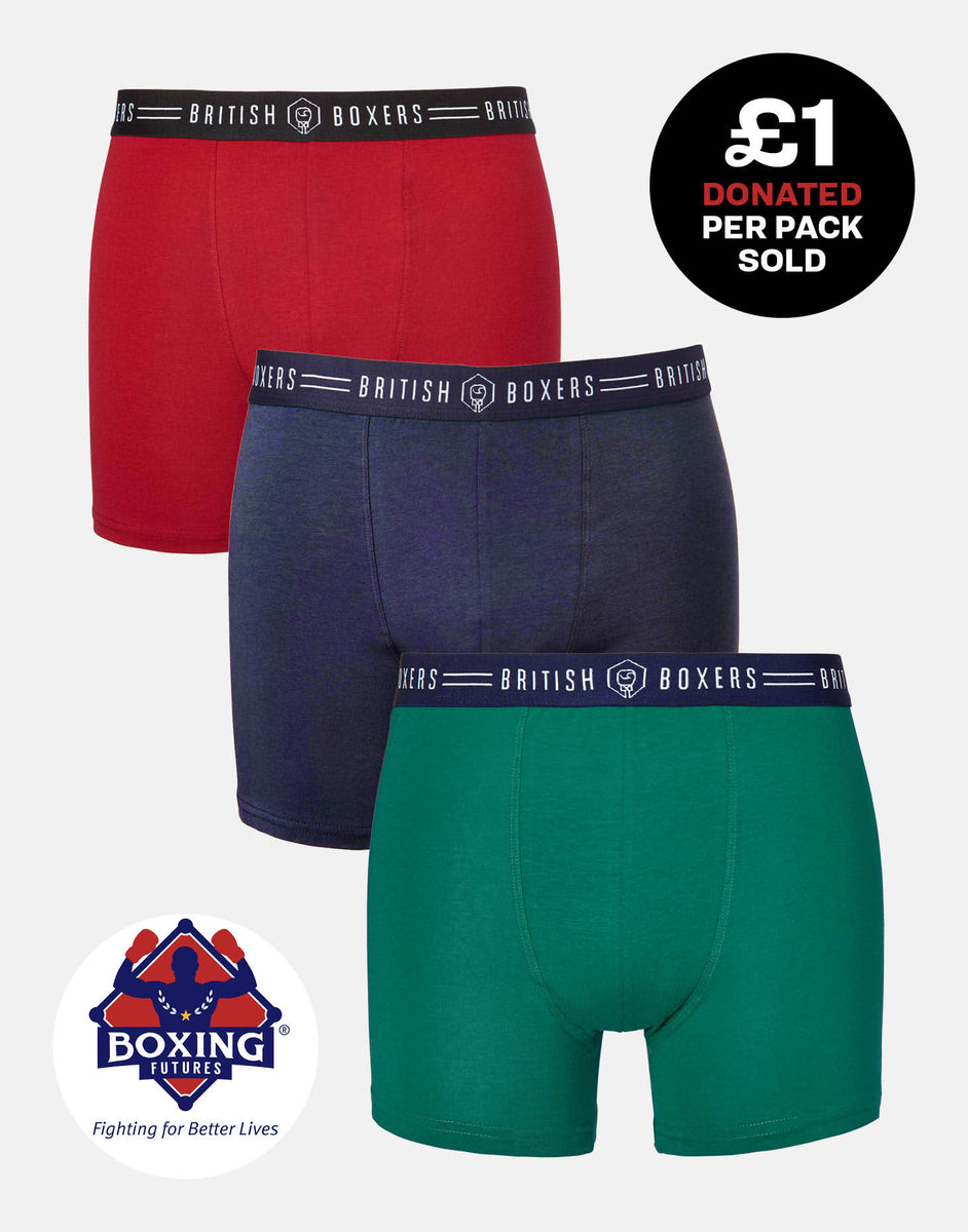 Three-pack British Boxers Men's Stretch Trunks – Heritage Colours