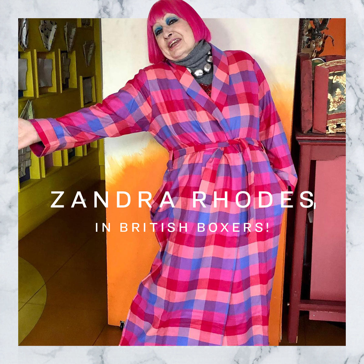 Zandra Rhodes in British Boxers!