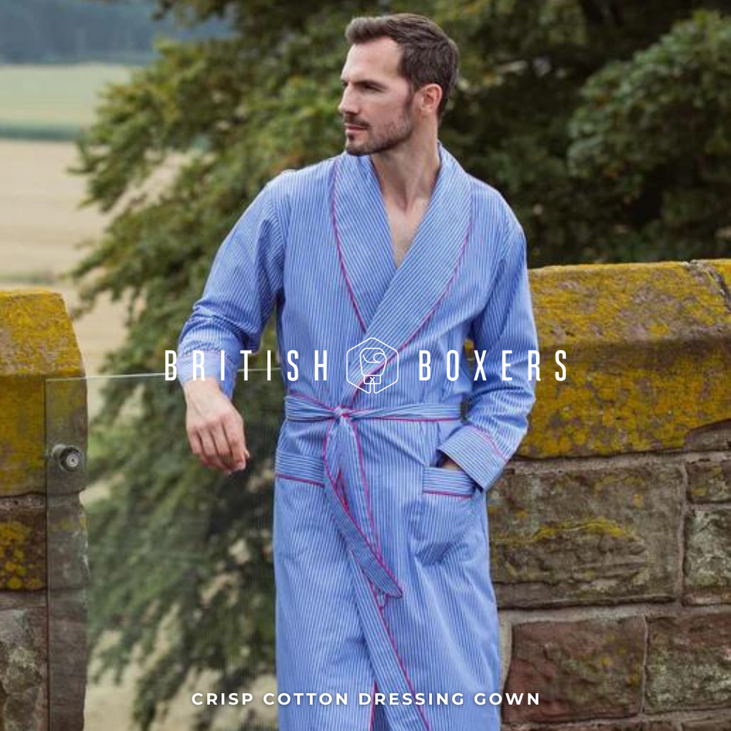 Discover our Men's Crisp Cotton Dressing Gown – Burford Stripe