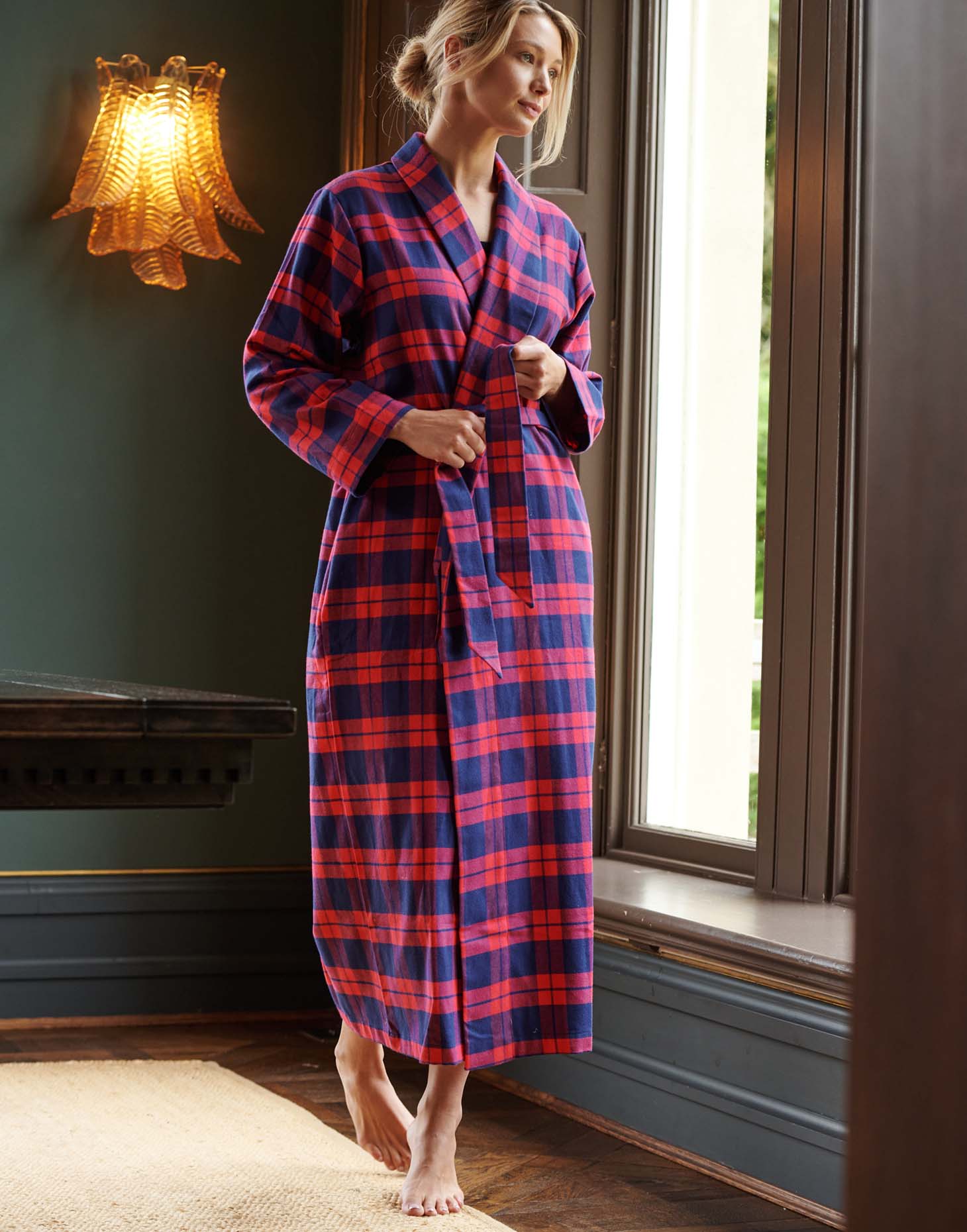 Women's Brushed Cotton Dressing Gown DUMBARTON Tartan Medium - British Boxers Women's Brushed Cotton Dressing Gown DUMBARTON Tartan Medium - British Boxers