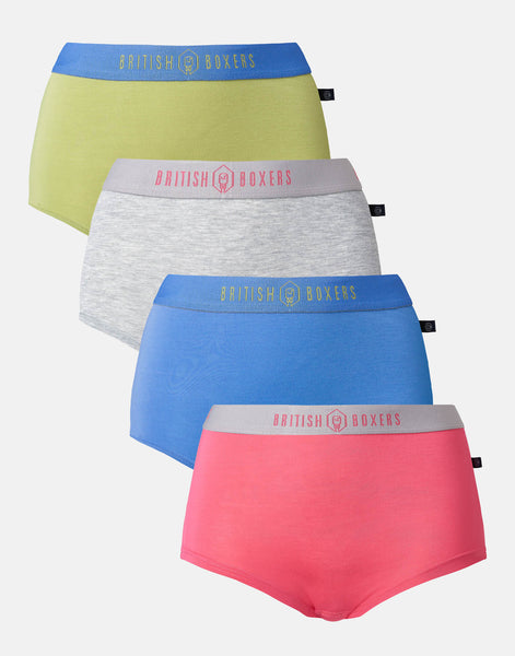 Multipack! 4 Pairs of Bamboo Hipster Boxer Briefs – Fresh Pastels