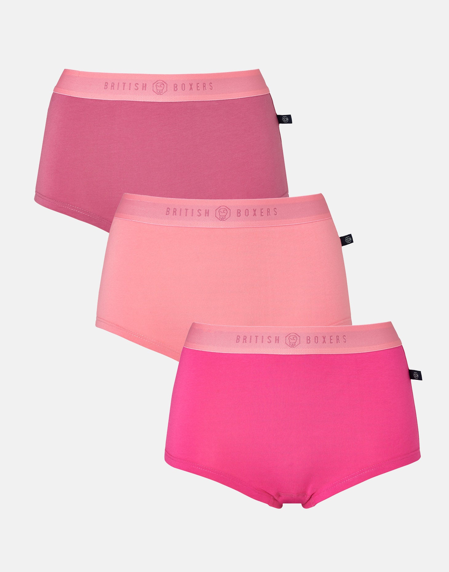 Three-pack Women's Cotton Hipster Boxer Briefs – Pink Gin