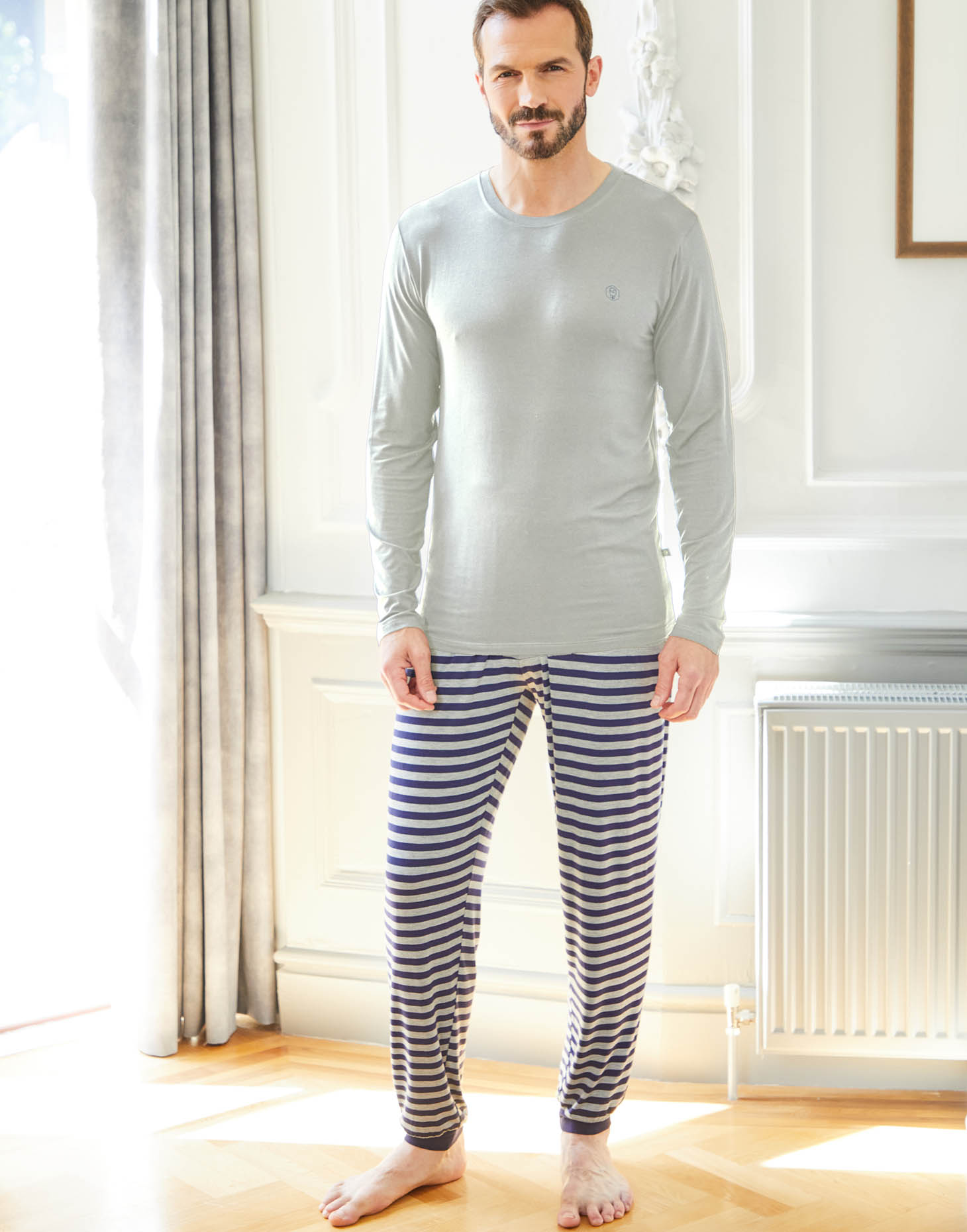 Men's Bamboo Pyjama Set - Grey Melange