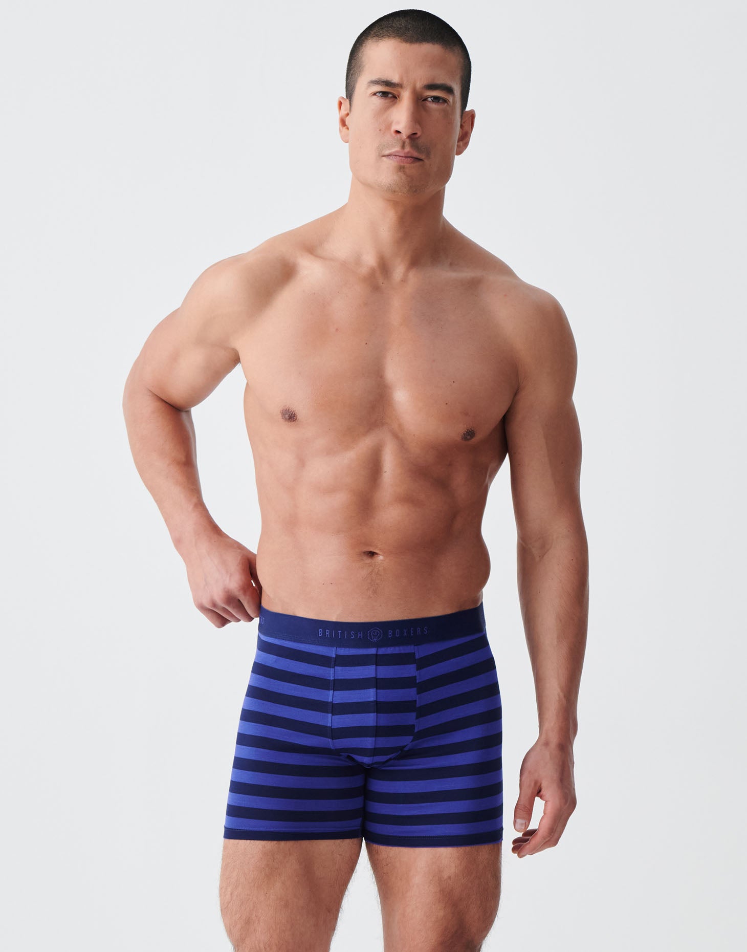 Men's Bamboo Stretch Trunks – Fresh Royal Blue & Navy Stripe