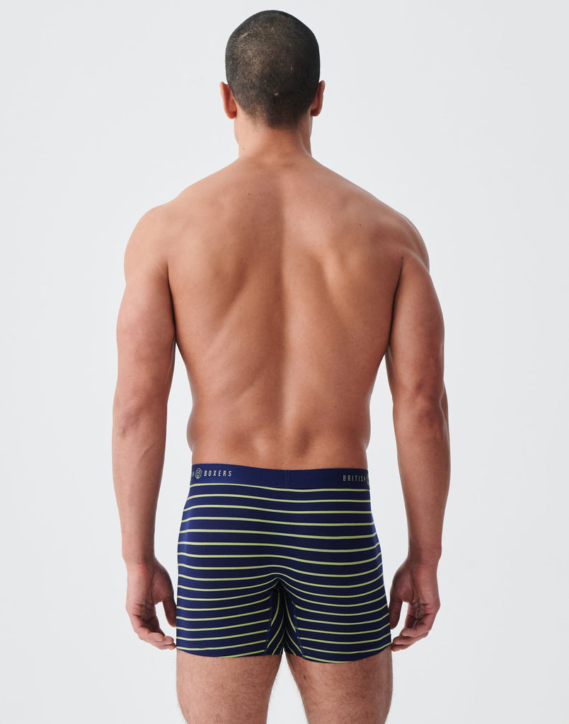 Strive Trunks Color Multipack! 4 Pairs of Men's Bamboo Stretch Trunks – Fresh Navy Stripes