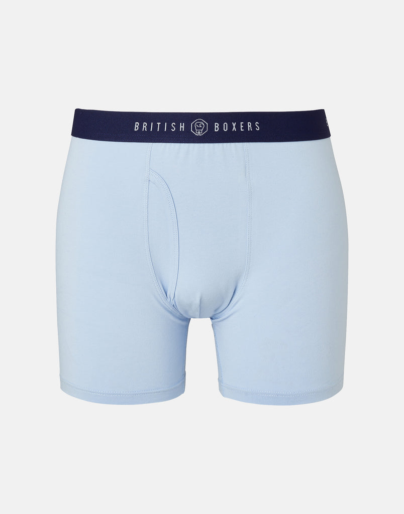 Three-pack British Boxers Men's Keyhole Stretch Trunks – Storm Blues - British Boxers