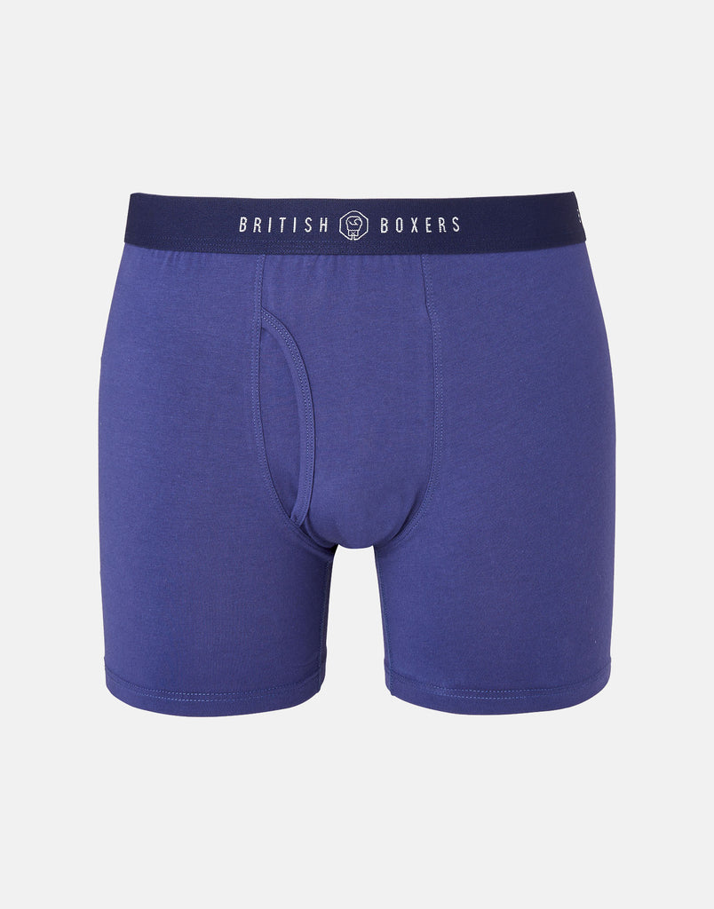 Three-pack British Boxers Men's Keyhole Stretch Trunks – Storm Blues - British Boxers