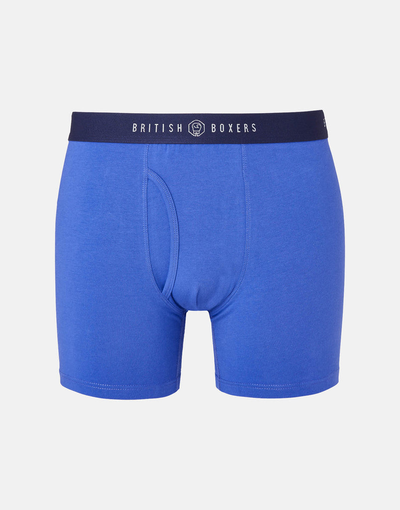 Three-pack British Boxers Men's Keyhole Stretch Trunks – Storm Blues - British Boxers