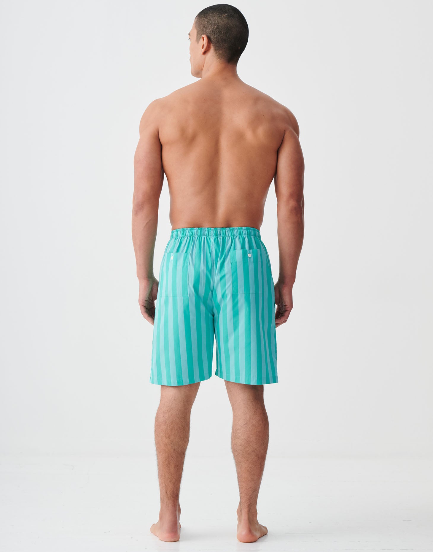 Men's Crisp Cotton Sleep Shorts – New York Turquoise Stripe