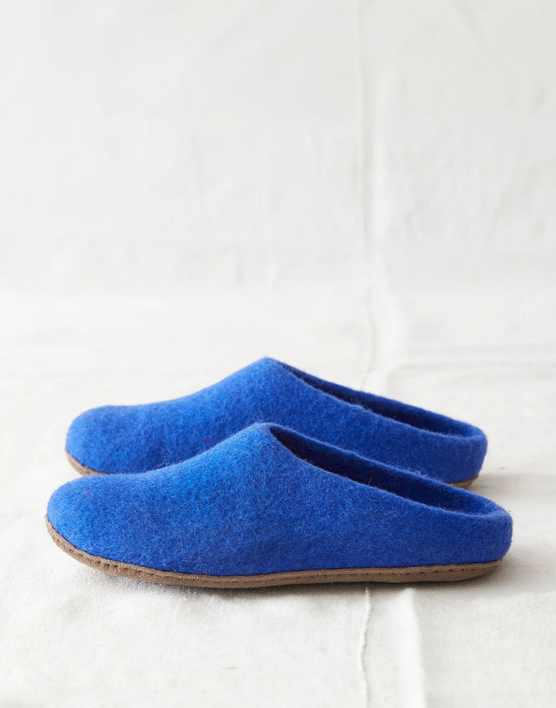 Men's Handmade Eco Felt Suede Sole Mule Slippers – Marrakesh Blue - British Boxers