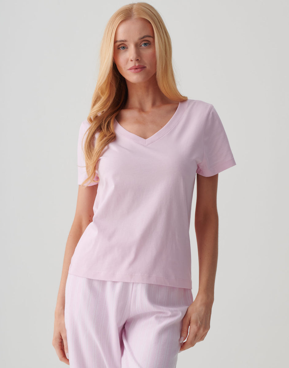 Women's Organic Cotton V-Neck T-Shirt - Pretty in Pink