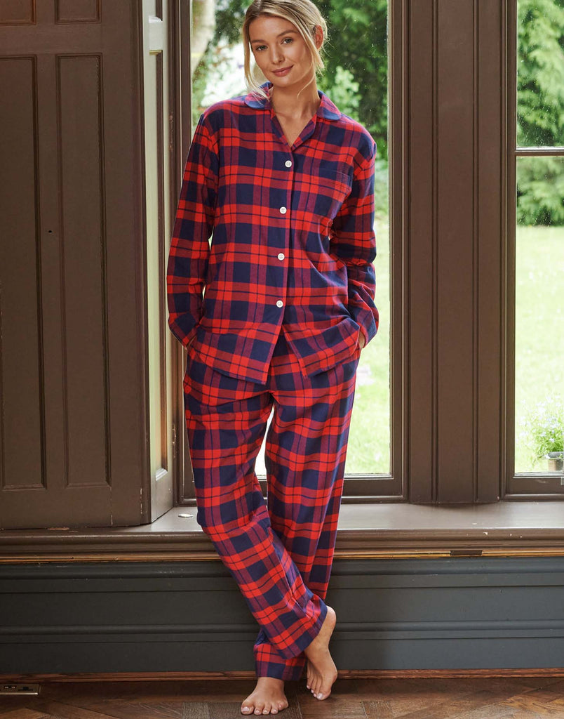 Women's Coral Shire Square Brushed Cotton Pyjama Set By BRITISH BOXERS