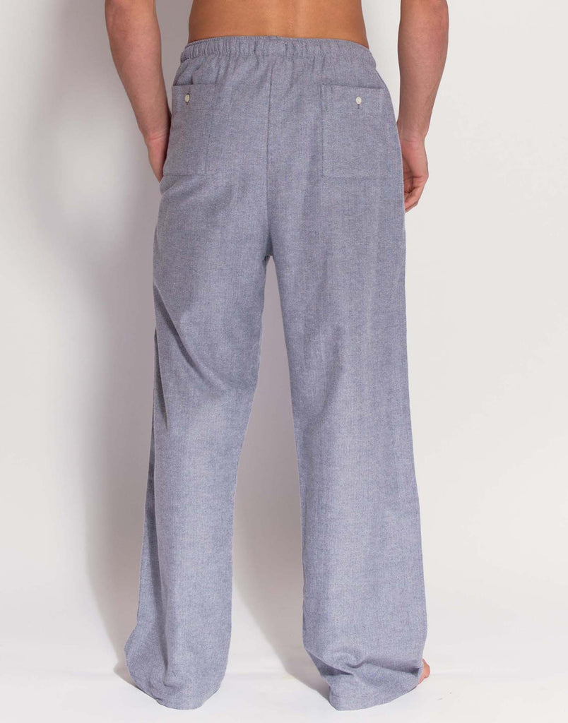 Men's Brushed Cotton Pyjama Trousers – Ash Grey Herringbone – British ...