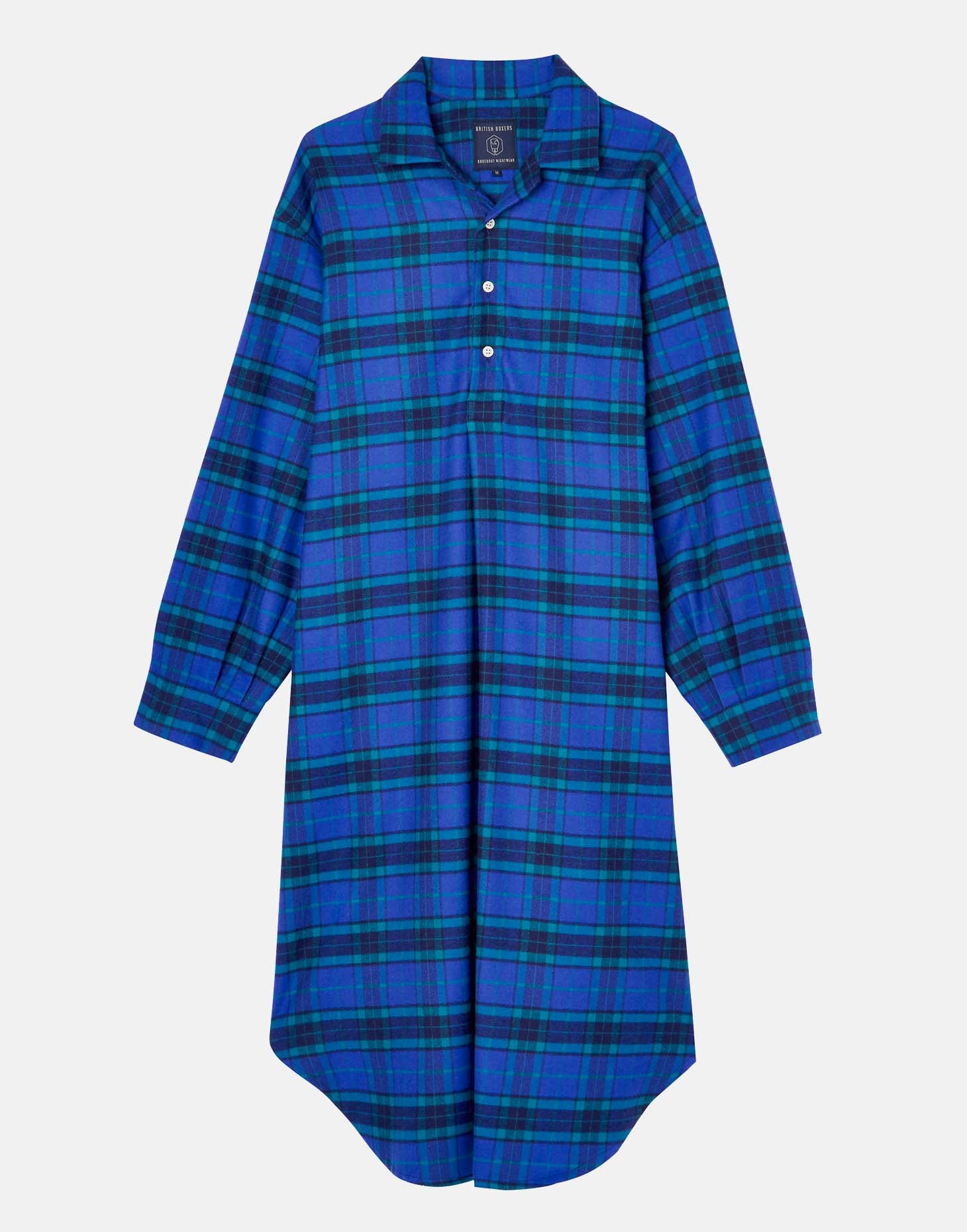 Men's Brushed Cotton Nightshirt – Midnight Tartan