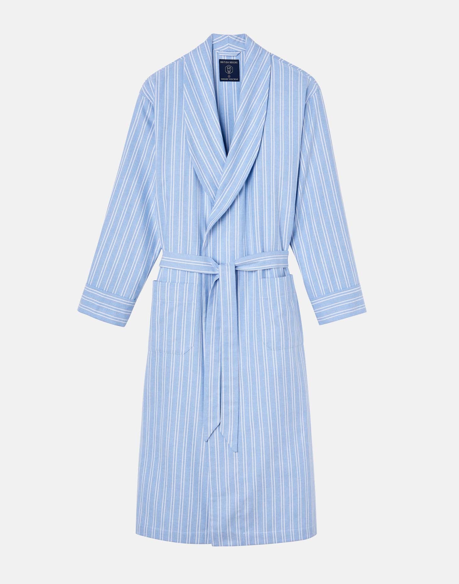 Men's Brushed Cotton Dressing Gown – Westwood Blue Stripe