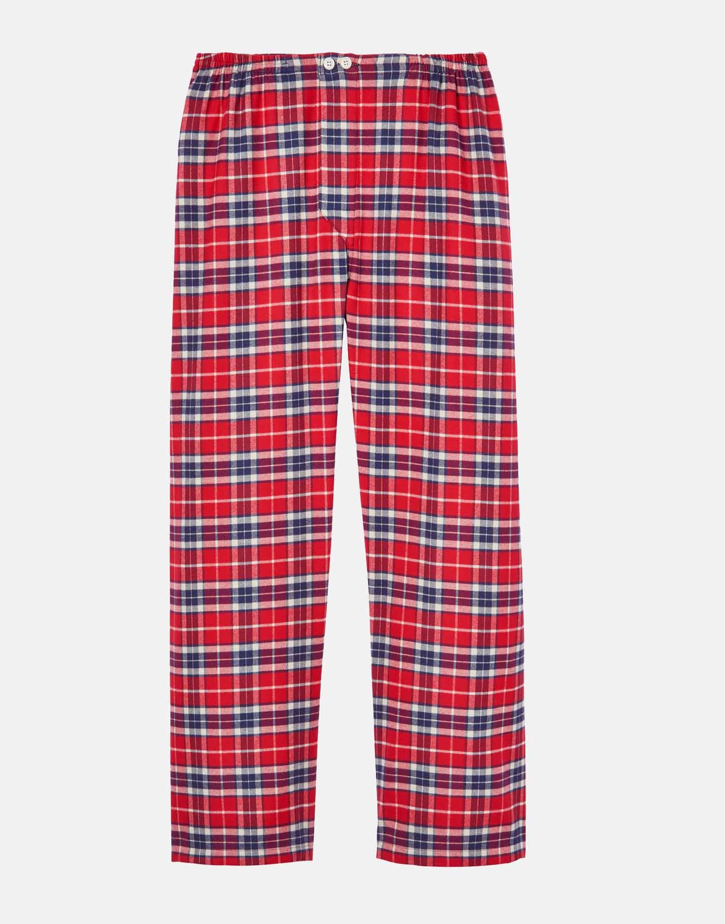 Men's Brushed Cotton Pyjama Set – Soft Red Tartan – British Boxers