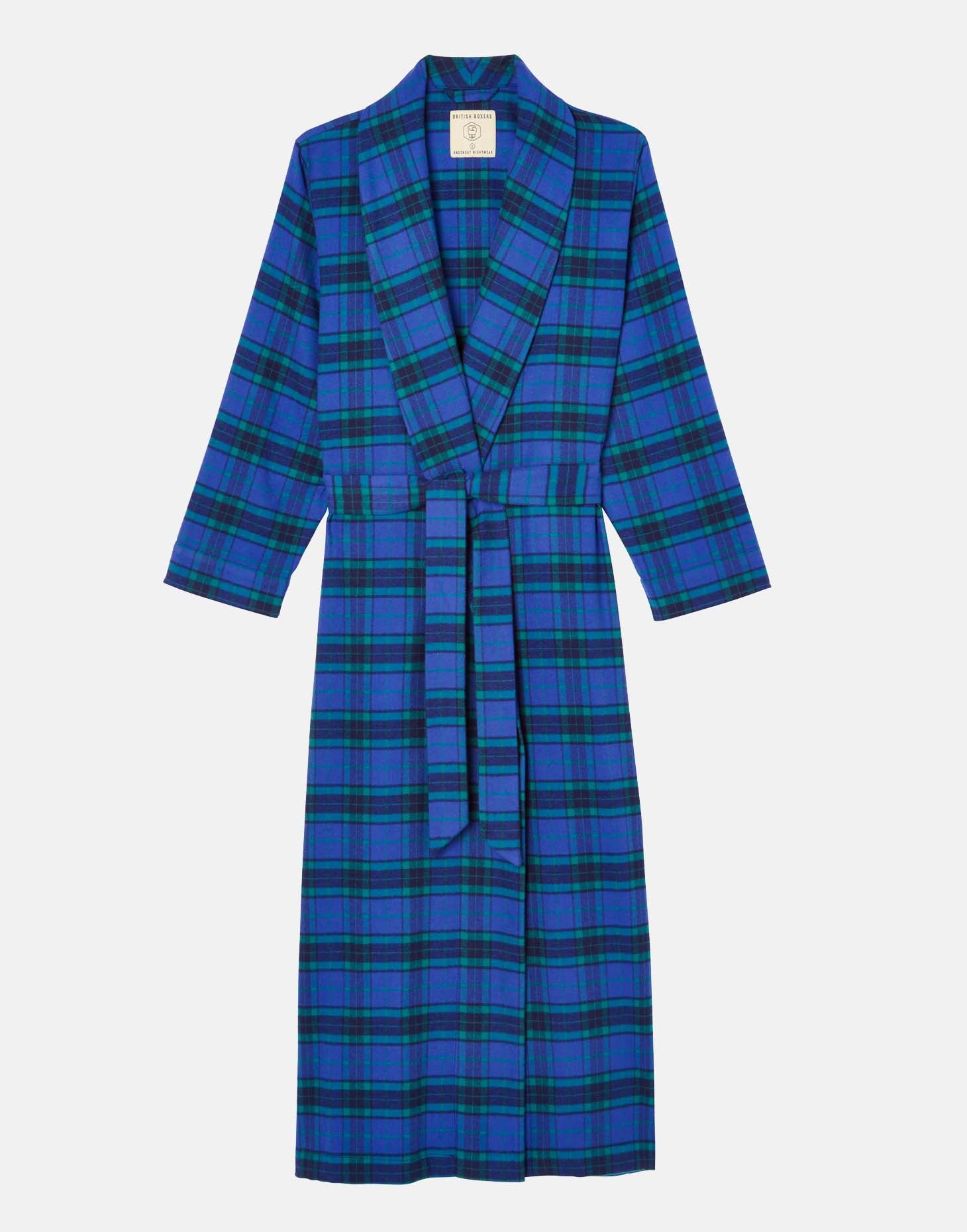 Women's Brushed Cotton Dressing Gown Midnight Tartan Women's Brushed Cotton Dressing Gown Midnight Tartan